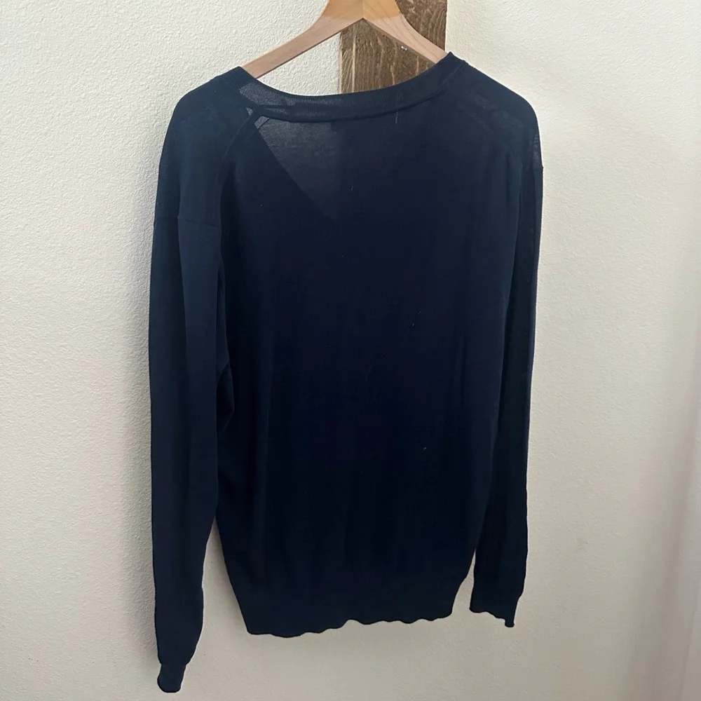 J. Crew Navy V-Neck Sweater cotton - Picture 4 of 4